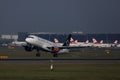 Austrian Airlines Star Alliance plane taking off from Vienna Airport Schwechat VIE Royalty Free Stock Photo