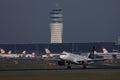 Austrian Airlines Star Alliance plane taking off from Vienna Airport Schwechat VIE Royalty Free Stock Photo