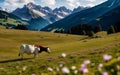 Austrian Alpine Splendor Idyllic Grazing in Tirol\'s Meadow