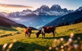 Austrian Alpine Splendor Idyllic Grazing in Tirol\'s Meadow