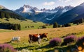 Austrian Alpine Splendor Idyllic Grazing in Tirol\'s Meadow
