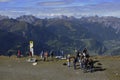 Austrian alps: Hikers on top of MOunt Hochfirst above Schruns in