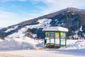 Snow covered bus stop. Ski region Schladming, Liezen, Styria, Austria, Europe