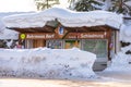 Snow covered bus stop, Rohrmoos Dorf. Ski region Schladming, Liezen, Styria, Austria, Europe