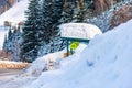Snow-covered bus stop. Ski region Schladming-Dachstein, Liezen District, Styria, Austria