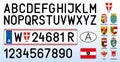 Austrian car plate, letters, numbers and symbols, Austria