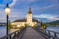 Austrian castle situated in the Traunsee lake, in Gmunden Royalty Free Stock Photo