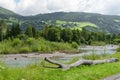 Austrian countryside landscape of the river Mur or Mura, Austria Royalty Free Stock Photo