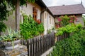 Austrian little rural buildings decorated with plants.
