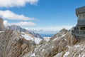 Austrian Dachstein Mountains with hikers passing a skywalk bridge Royalty Free Stock Photo