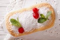 Austrian dessert Salzburger Nockerln with cherries close up. Horizontal top view Royalty Free Stock Photo