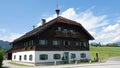 Austrian farmhouse in Abtenau in Lammertal, Austria from above