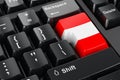 Austrian flag painted on computer keyboard. Online business, education, shopping in Austria concept. 3D rendering