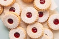 Traditional Linzer Christmas cookies with shortcrust pastry and jam filling Royalty Free Stock Photo