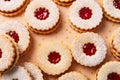 Traditional Linzer Christmas cookies with shortcrust pastry and jam filling Royalty Free Stock Photo