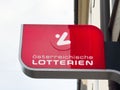 Austrian lotteries red signage on building exterior Royalty Free Stock Photo