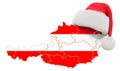 Austrian map with red Santa hat. New Year and Christmas holidays concept, 3D rendering Royalty Free Stock Photo