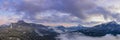 Austrian mountain alps with beautiful sky cloud mood and ground fog