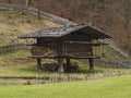 The Austrian Open-Air museum Stuebing near Graz: Pfostenscheune Royalty Free Stock Photo