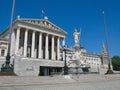 Austrian Parliament Building and the Athena Fountain, Vienna, Austria. Royalty Free Stock Photo