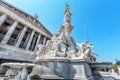 Austrian parliament building with famous Pallas Athena fountain. Royalty Free Stock Photo