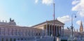 Austrian Parliament Building in Vienna with classical architecture and statues Royalty Free Stock Photo