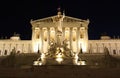 Austrian Parliament building in Vienna at night Royalty Free Stock Photo