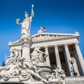 Austrian parliament with Pallas Athena fountain in Vienna, Austria Royalty Free Stock Photo