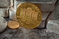 Austrian Philharmonic Gold Coin w/ Silver Bars Royalty Free Stock Photo