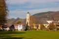 Austrian town Mondsee and The Collegiate Church of St. Michael