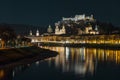 Austrian town Salzburg at christmas night