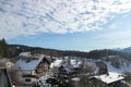 View on the Austrian village MÃÂ¶sern in Tirol with cloudy sky