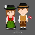 Austrians in national dress with a flag.