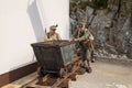 Austro-Hungarian soldiers push trolley