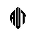 AUT Circle Letter Logo Design With Circle And Ellipse Shape. AUT Ellipse Letters With Typographic Style. The Three Initials Form A