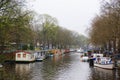 Authentic Amsterdam channel city view Royalty Free Stock Photo
