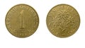 authentic Austrian 1 schilling coin year 1990 obverse and reverse side on white background Royalty Free Stock Photo