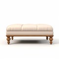 Authentic Biedermeier Style Cream Cushioned Ottoman 3d Mockup