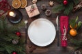 Authentic Christmas Table Setting, Top View Royalty Free Stock Photo