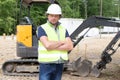 construction man worker on actual construction site Royalty Free Stock Photo