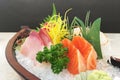 Authentic delicious Japanese food Fresh Salmon Sushi set. Royalty Free Stock Photo