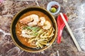Authentic delicious Sarawak Laksa with big prawns