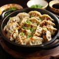 Authentic Dumplings With Sauce And Green Onions - Multilayered Realism