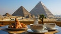 an authentic Egyptian breakfast spread, complete with traditional dishes like foul medames, taameya, and falafel Royalty Free Stock Photo