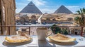 an authentic Egyptian breakfast spread, complete with traditional dishes like foul medames, taameya, and falafel Royalty Free Stock Photo