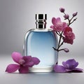 Authentic Elegance: Captivating Images of Perfume Bottles, Flowers, and Natural Elements for Timeless Allure. Royalty Free Stock Photo