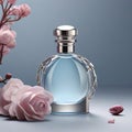 Authentic Elegance: Captivating Images of Perfume Bottles, Flowers, and Natural Elements for Timeless Allure. Royalty Free Stock Photo