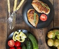 Authentic European dinner with young potatoes Royalty Free Stock Photo