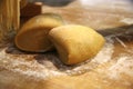 Authentic fresh pasta dough making. Traditional Italian cuisine. Royalty Free Stock Photo