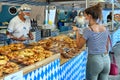 Authentic german handmade bretzel bakery at street food fair